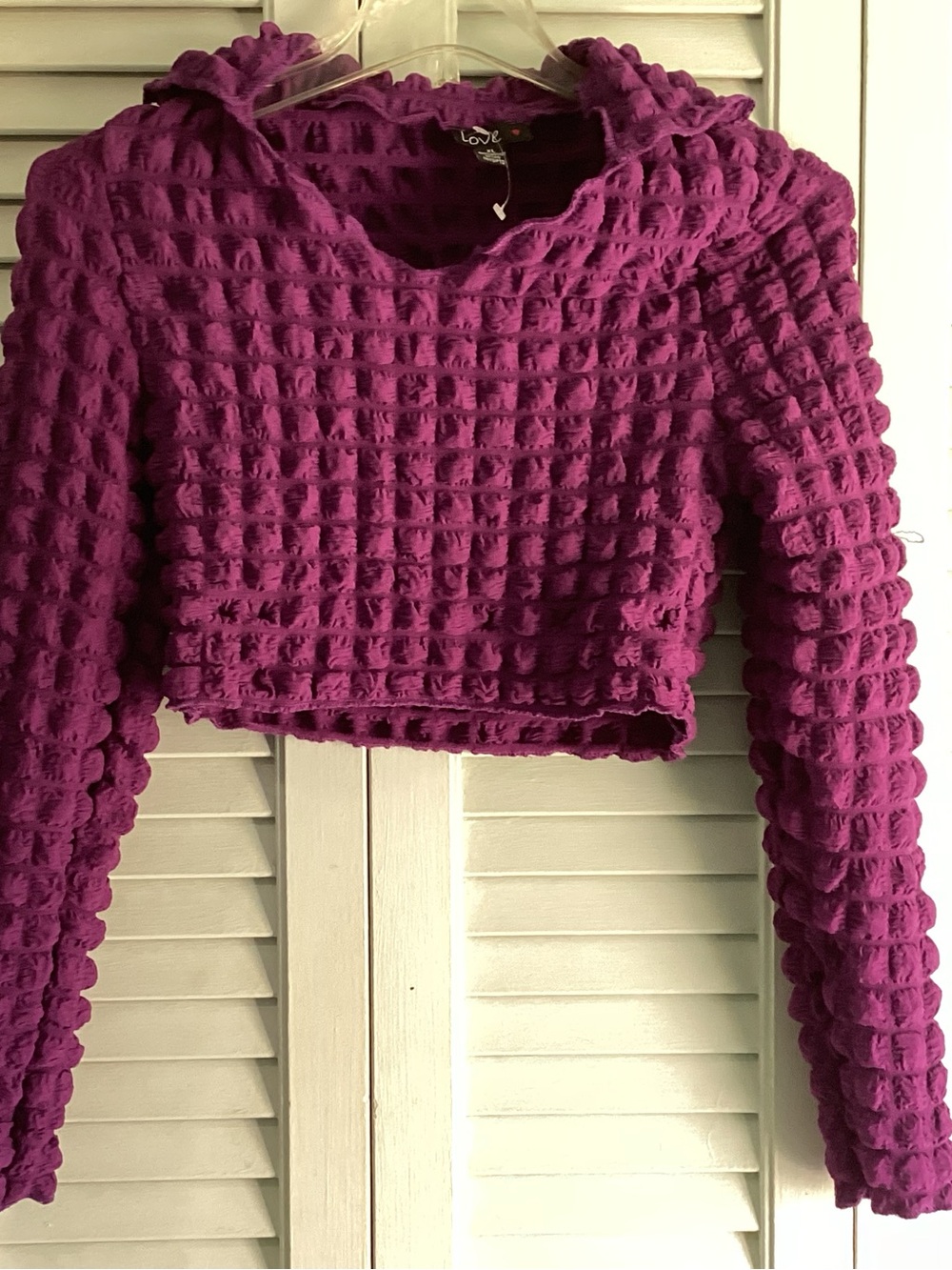 Love Waffle-Knit Cropped top in Rich Burgundy XL